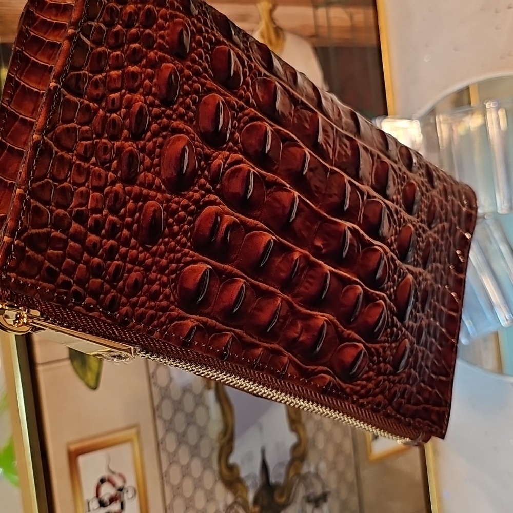 Brahmin Brown Crocodile Embossed Clutch - Picture 11 of 11